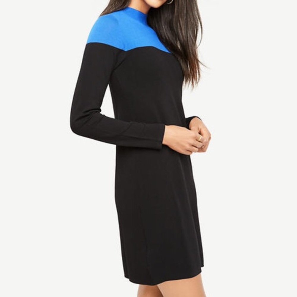 Ann Taylor Colorblock Mock Neck Sweater Dress